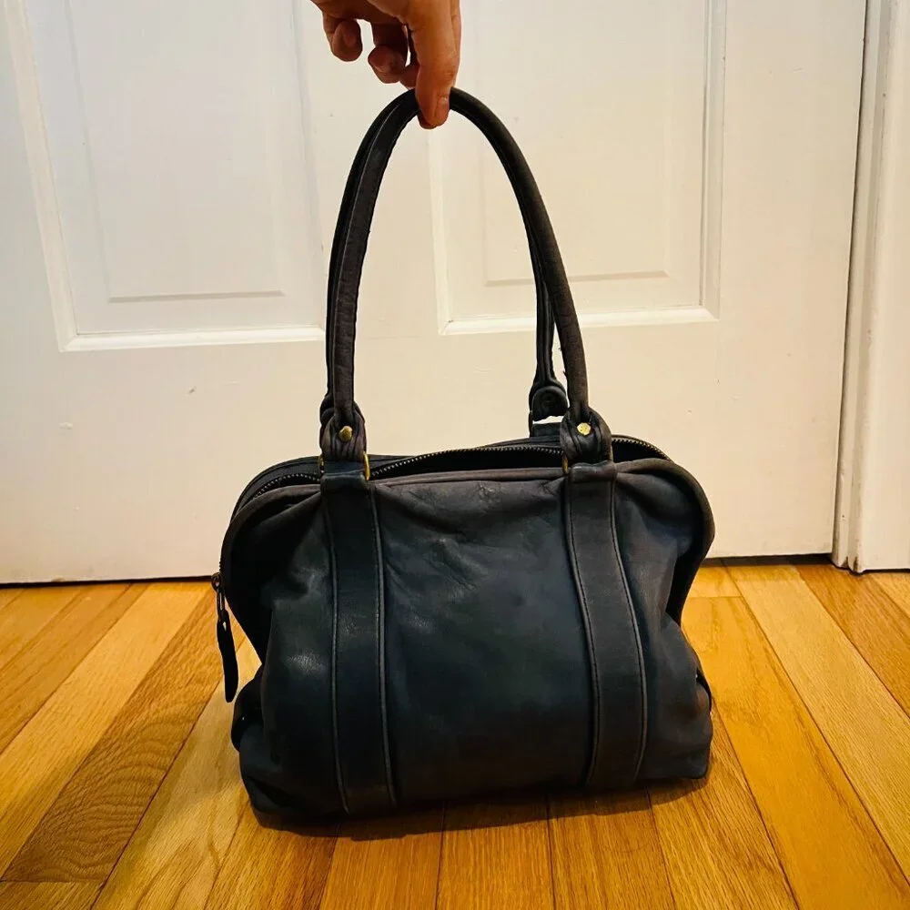 Vintage Coach 80’s Made in the USA Soft Navy Leather Satchel Doctor Bag - Picture 6 of 16